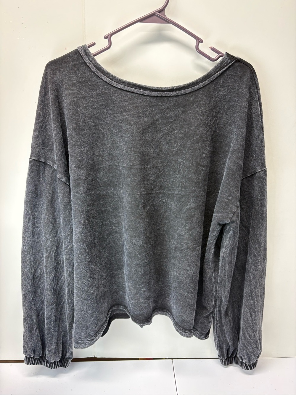 Project Social T Charcoal Grey Criss Cross Back Long Sleeve Shirt Womens M